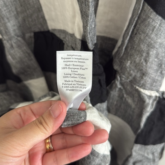 Everlane The Linen Oversized Puff Sleeve - Gingham (S) - Picture 4 of 13